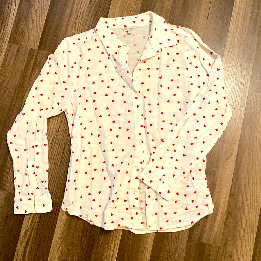 Lucky Brand White and Red Button Down Shirt